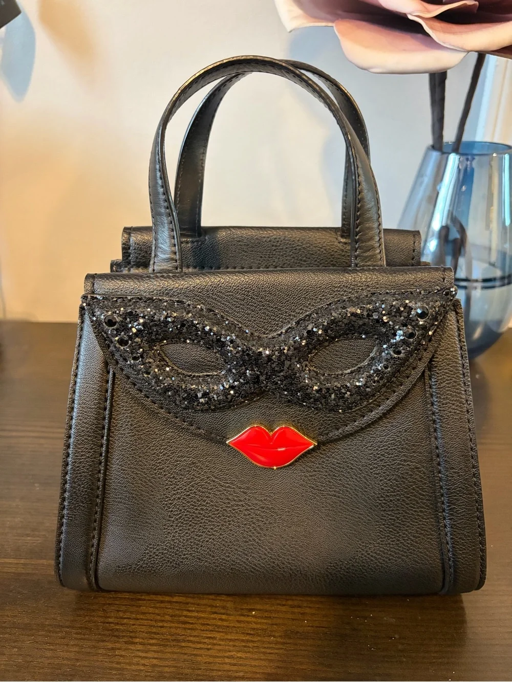 Kate Spade Dress The Part Masquerade Mask Lip Satchel Crossbody